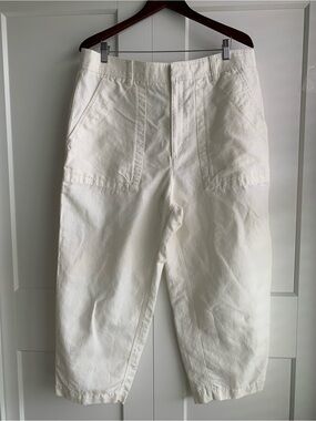 Banana Republic Barrel Jeans women’s size 16 White Utility Cotton linen Pant